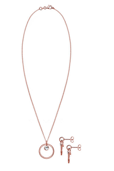 ELLI Schmuckset Kreis Geo Kristalle 925 Silber Tondo