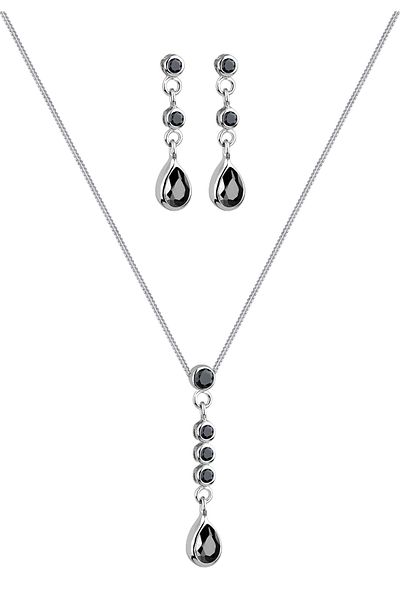 ELLI Schmuckset Tropfen Zirkonya 925 Ayar Gümüş