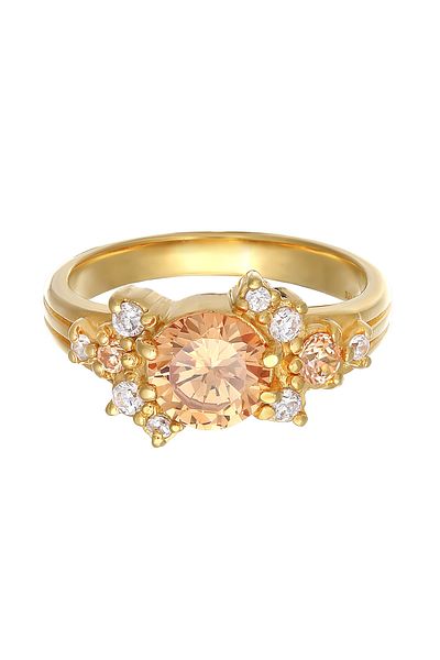 ELLI Ring Premium Ring Damen Cocktail Statement mit Zirkonia in 925 Sterling Silber vergoldet