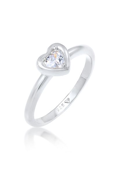 ELLI Ring Herz Liebe Verlobung Zirkonia Kristall 925 Silber