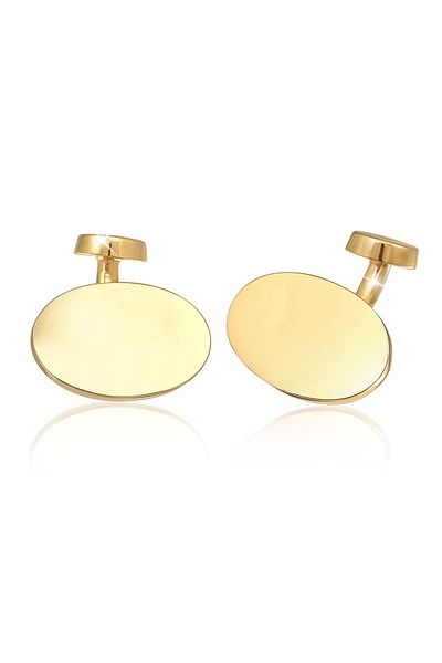 KUZZOI Manschettenknopf Oval Plättchen Poliert Elegant 925 Gümüş