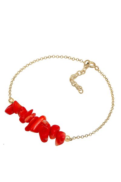 ELLI Armband Strand Sommer Maritim Koralle Rot 925 Sterling Silber vergoldet