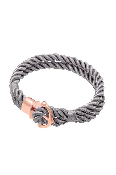 Nenalina Bileklik Anker Maritim Naylon Bändchen 925er Silber Rose