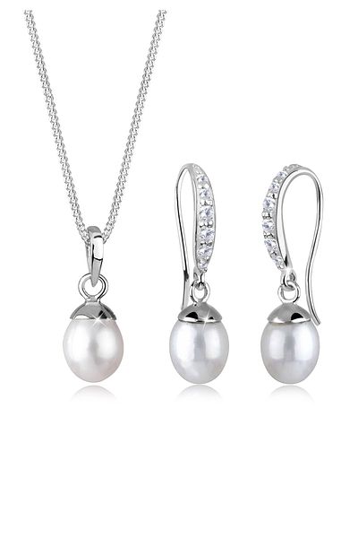 ELLI Schmuckset Perle Zirkonia 925 Sterling Silber