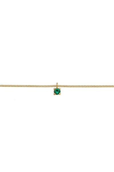 ELLI Halskette Damen Choker Basic mit synthetischem Smaragd in 925 Sterling Silber vergoldet