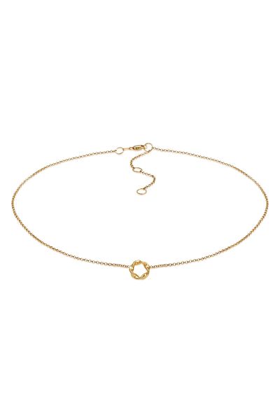 ELLI Halskette Choker Erbskette Kreis Design Twisted 375 Gelbgold