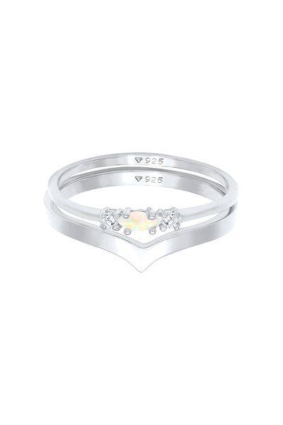 ELLI Ring Set Marquise Opal Zirkonia Dreieck 925 Silber