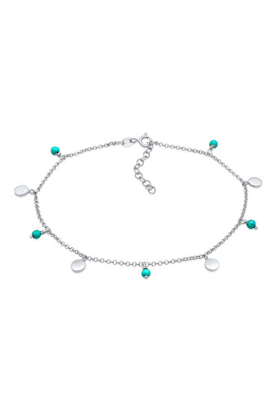 ELLI Fußschmuck Plättchen Howlith Türkis Perle Boho 925 Silber