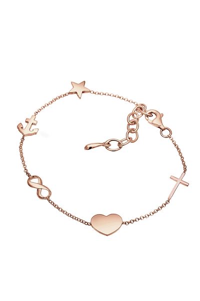 ELLI Damenarmband – Kreuzherz und Infinity-Anker, Sternenmuster aus 925er Sterlingsilber