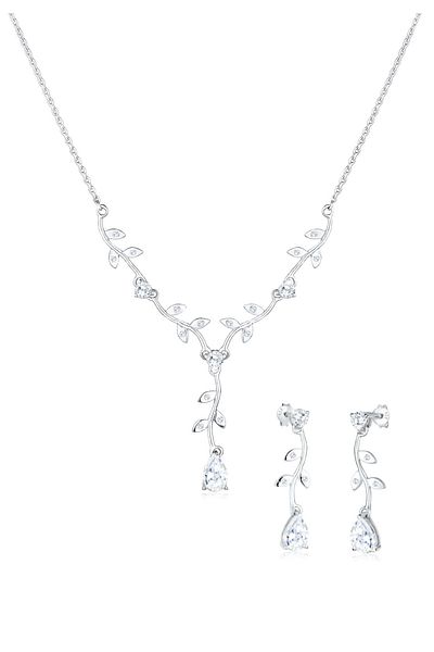 ELLI Schmuckset 925 Silber Blumenranke Zirkonia