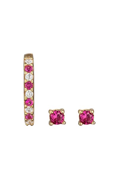 ELLI Ohrringe Stecker Earcuff Zirkona Synt. Rubin 925 Silber