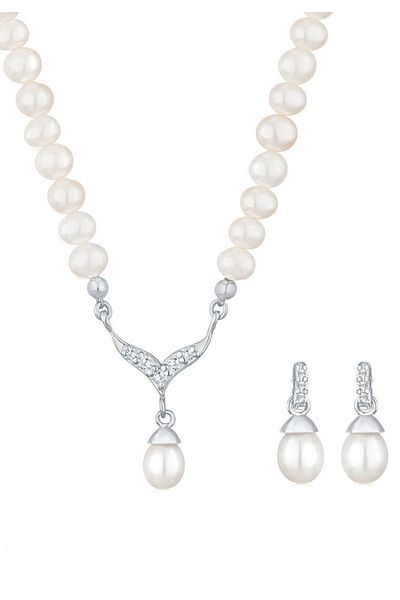 ELLI Schmuckset Süßwasserperle Kristal Silber