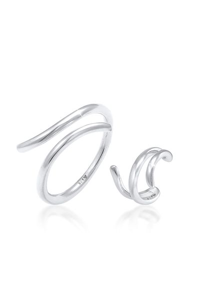 ELLI Schmuckset Halkalı Kulak Kelepçesi Wickellook 2er Set 925 Gümüş