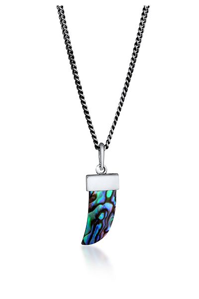 KUZZOI Halskette Herren Panzer Abalone Muschel Zahn 925er Silber