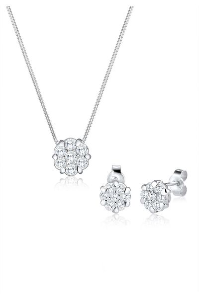 ELLI Schmuckset Blume Zirkonia 925 Sterling Silber