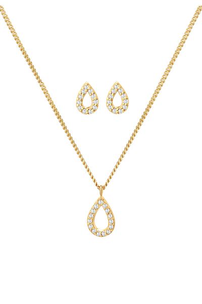 ELLI Schmuckset Tropfen Zirkonia Elegant 925 Silber