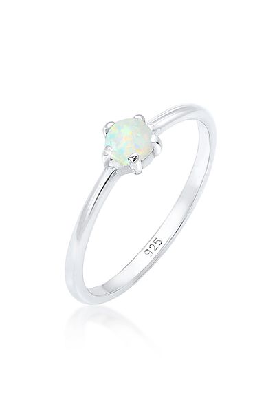ELLI Ring Basic Trend Bandring Synthetischer Opal 925 Silber