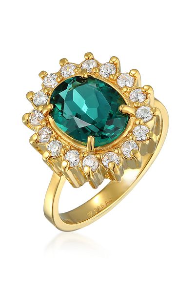 ELLI Ring Premium Ring Damen Cocktail Elegant Royal mit Quarz und Zirkonia Kristallen in 925 Sterli