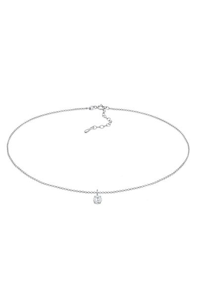ELLI Halskette Choker Zirkonia Solitär Basic 925 Sterling Silber