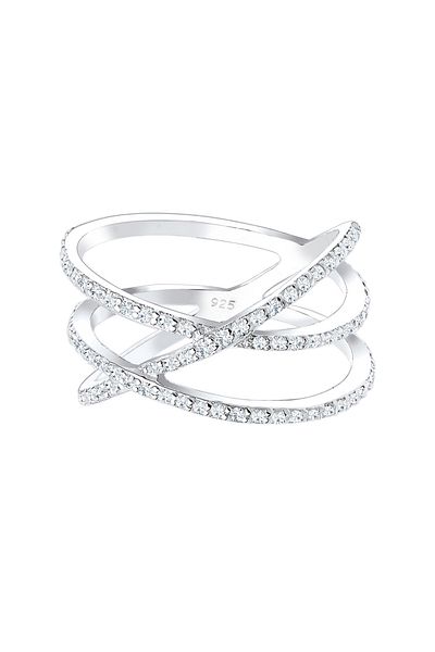 ELLI Prsten 925 Sterling Silver Zirkonium Wickelring