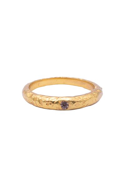 HAZE & GLORY Ring Bandring gehämmert Rosenquarz- Unity 925 Silber