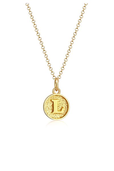 ELLI Halskette Plättchen Initialen L Buchstabe Minimal 925 Sterling Silber