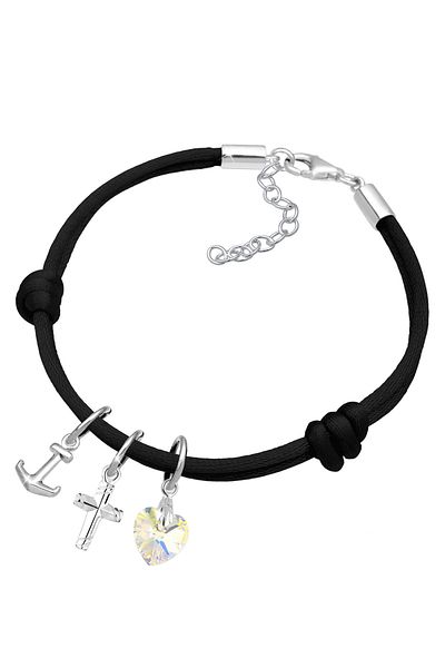 ELLI Armband Kreuz Herz Anker Kristalle 925 Silber