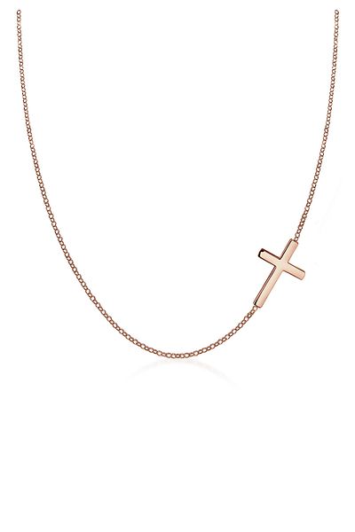 ELLI Halskette Damen Kreuz-Anhänger Religion Basic aus 925 Sterling Silber vergoldet