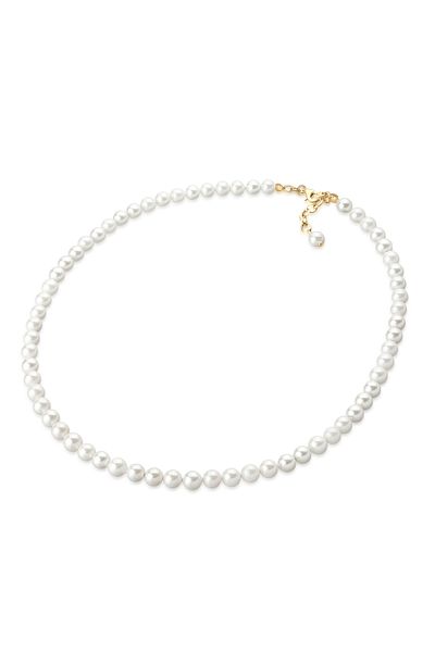ELLI Halskette Damen Edel Braut Schlicht mit Muschelkernperlen in 925 Sterling Silber