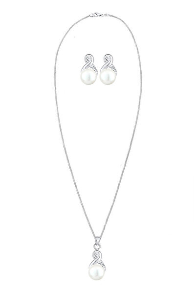 ELLI Schmuckset Infinity Perlen Kristal 925 Gümüş