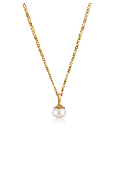 ELLI Damen-Halskette – Süßwasser-Zuchtperle, minimal 925er Sterlingsilber, vergoldet
