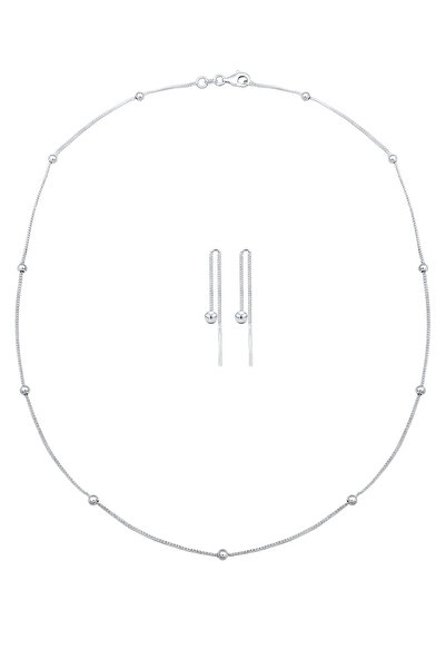 ELLI Schmuckset Geo Kugel Minimal Basic 925 Ayar Gümüş Rond