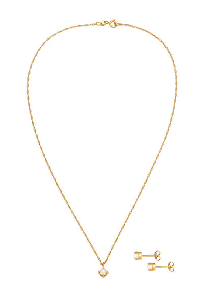 ELLI Schmuckset Kette Ohrstecker Süßwasserzuchtperlen 925 Silber