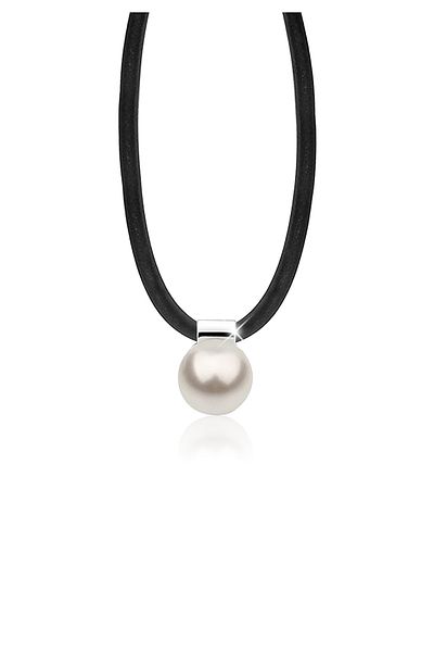 Nenalina Halskette Kautschuk Synthetische Perle 925 Silber