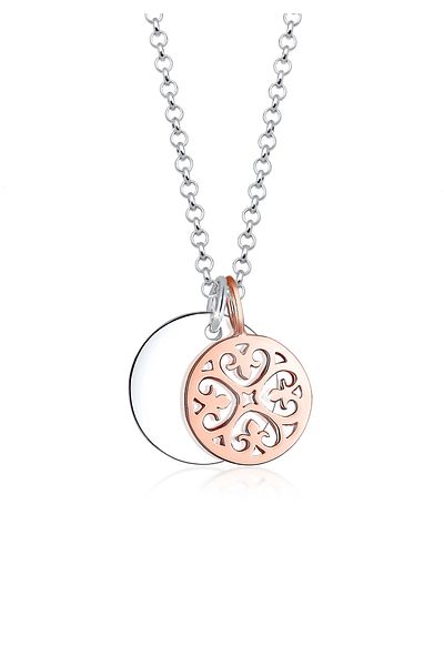 ELLI Halskette Bi Color Ornament Kreis 925 Sterling Silber