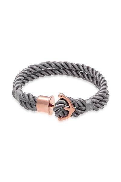 Nenalina Bileklik Anker Maritim Naylon Bändchen 925er Silber Rose