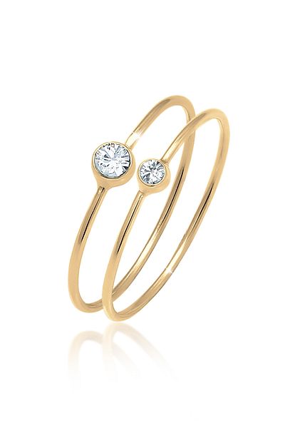 ELLI Ring Damen Set Elegant Basic mit Kristallen in 925 Sterling Silber