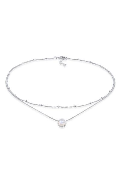 ELLI Halskette Choker Layer Mondstein Kugelkette 925 Silber