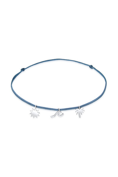 ELLI Fußschmuck Palme Beach Boho Strand Nylon Bändchen 925 Silber