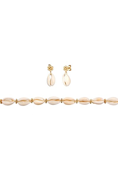 ELLI Schmuckset Kauri Muschel Blumen Boncuk 925er Gümüş