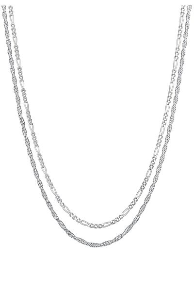KUZZOI Halskette Herren Kordel Figaro 2er Set 925 Silber