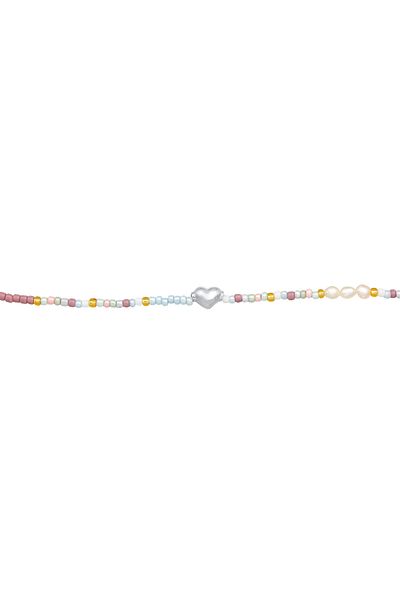 ELLI Halskette Choker Herz Glasperlen Sommer Style 925 Silber