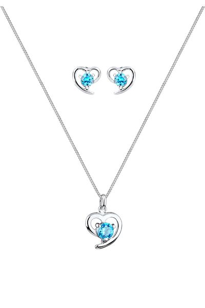 ELLI Schmuckset Herz Zirkonia 925 Sterling Silber
