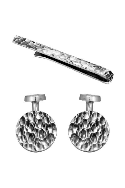 KUZZOI Schmuckset Manschettenknöpfe Krawattennadel Set 925 Silber