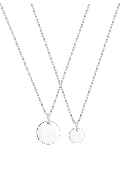 ELLI Halskette 2er Set Plättchen Coin Mutter Tochter 925 Silber