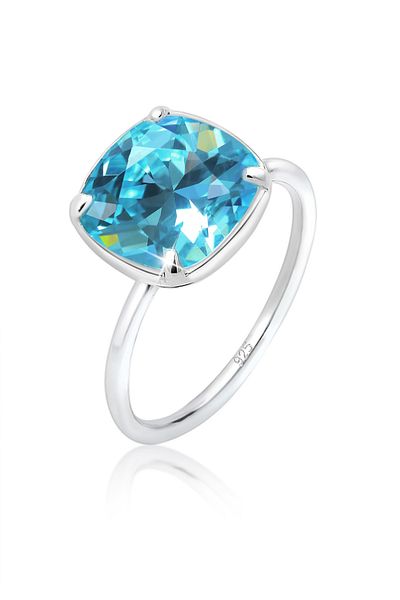 ELLI Schmal Geo Crystal Blau 925 Silberring