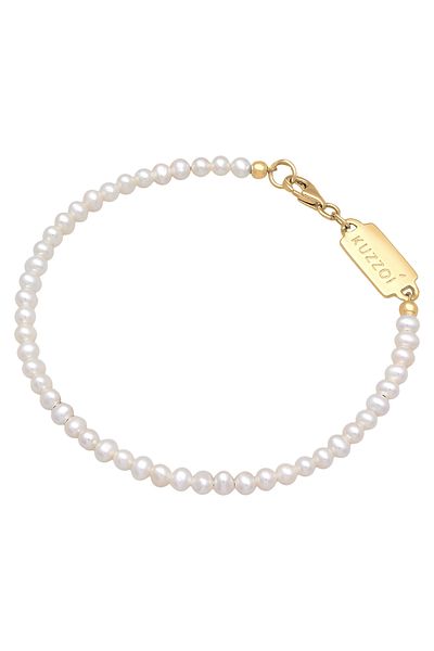 KUZZOI Armband Armband Herren Vintage Trend mit Süßwasser-Zuchtperlen aus 925 Sterling Silber