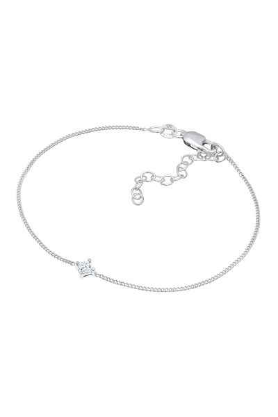 ELLI 0,1 ct. Solitär Viereck Diamant – 925 Silberarmband