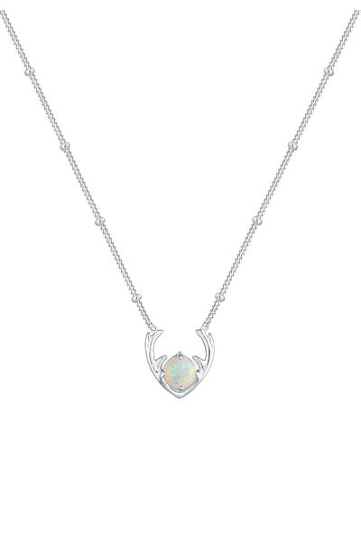 ELLI Halskette Synthetischer Opal Rentier Geweih 925 Silber