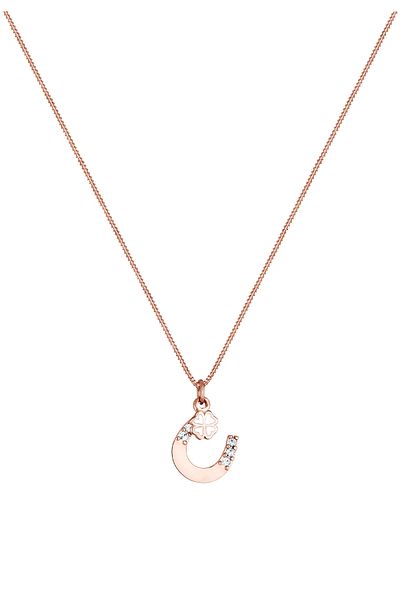 ELLI Halskette Damen Anhänger Hufeisen Kleeblatt mit Kristallen in 925 Sterling Silber